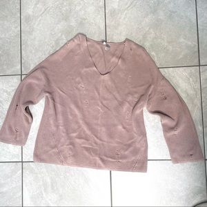 adorable distressed oversized pink sweater